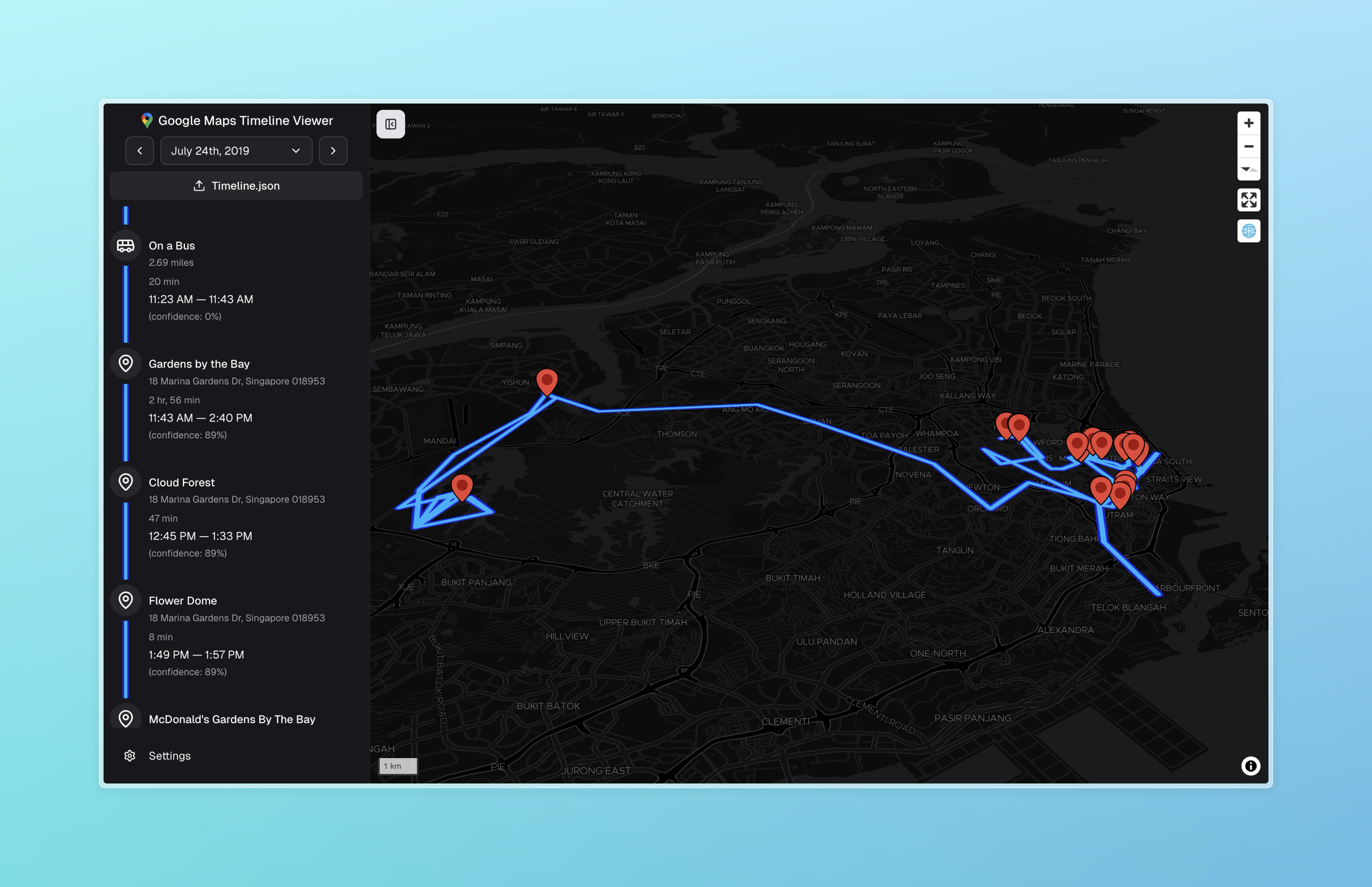 Google Maps Timeline Viewer